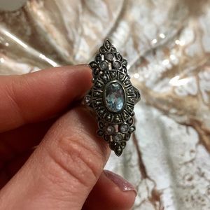 Sterling silver and aquamarine size 6!